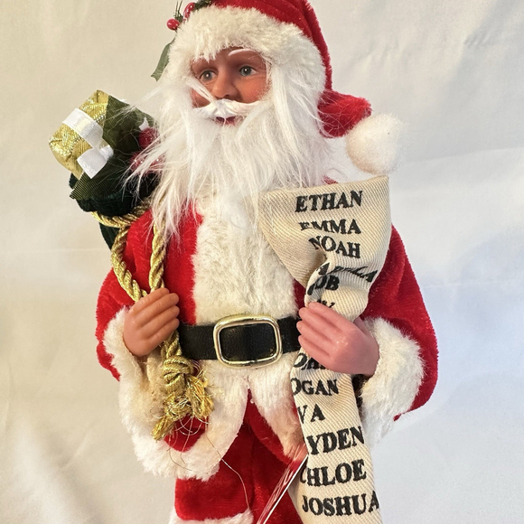 SANTA WITH LIST AND GIFTS LARGE 8 INCH CHRISTMAS ORNAMENT NEW WITH TAGS - Picture 2 of 6